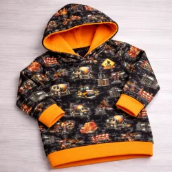 Hoodie-Set „Baustelle“ – Sweat mit Orange | Nähset bis Gr. 122